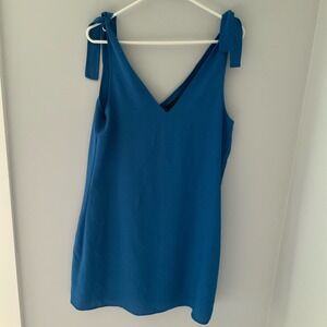 1. State Tie Shoulder Shift Dress Lined Blue Size‎ Small